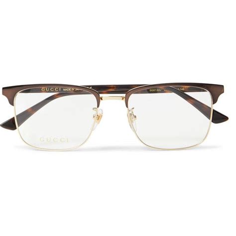 square-frame tortoishell acetate and gold-tone optical glasses gucci|Square optical frame in dark tortoiseshell acetate.